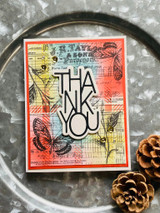 Orange-toned card with butterflies over the ledger background, 'THANK YOU.'