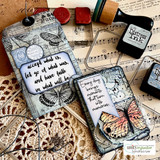 Two music-paper tags with butterflies over the ledger, 'accept what is... have faith in what will be.'