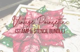 Vintage Poinsettia stamp and stencil bundle — a red poinsettia bloom with the set name.