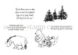 Uncolored red rubber Pooh, Eeyore and Piglet stamps with winter sentiments.