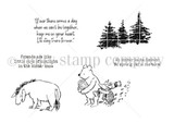 Uncolored red rubber Pooh, Eeyore and Piglet stamps with winter sentiments.