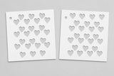 Two heart-cluster stencils shown side by side on a white background.