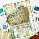 Mixed-media card using Newsprint Greetings paper with 'love is in the air'
