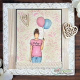 Soft card of the balloon girl with 'Vintage & Fabulous.'