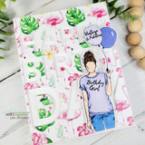 Tropical card of the girl with 'Birthday Girl.'