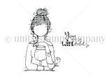 The Winederful itty bitty red rubber pair by Angie Blom: messy-bun Planner Gal with wine glass and 'You are so WINEderful.'