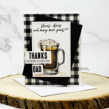 A tall frothy mug of beer stamped in red rubber and colored on a handmade card reading "I'm beer for you."