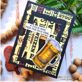Handmade card featuring a tall frothy mug of beer, with the sentiment "A cold one. For the old one."