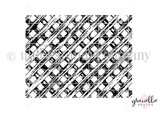 Red rubber stamp line art of a woven lattice background pattern.