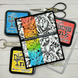 Handmade card with a torn deckle-edge, stitched die-cut frame layered over the design.