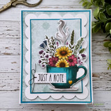 Handmade card featuring a scalloped, stitched sentiment banner die cut.