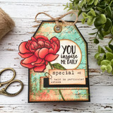 Handmade card featuring a scalloped, stitched sentiment banner die cut.