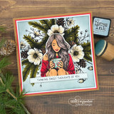 Handmade card featuring a scalloped, stitched sentiment banner die cut.