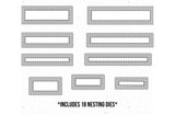 Set of 18 small nesting sentiment-strip dies with scalloped and stitched borders, from Unity Stamp Co.