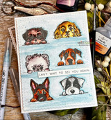 Card with rows of peeking puppies and "Can't wait to see you again"