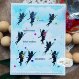 Blue-sky card with fairy silhouettes and 'A little opportunity holds endless possibility.'