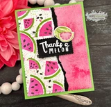 Card using Slices of Summer paper. A watermelon-slice print with 'Thanks a Melon.'