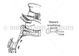 Black-and-white stamp set layout of the top-hat snowman with "There's something about Christmas time"