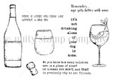 Red rubber stamp sheet with a wine bottle, a stemless tumbler and a full wine glass, beside 'Remember, age gets better with wine.' and 'it's not drinking alone if your dog is with you.'