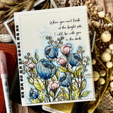 Angie Blom's sketchy floral bouquet with 'Why aren't more people as wonderful as us,' a red rubber stamp shown on a handmade friendship card.