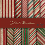 Yuletide Memories 6x6 paper pack cover showing red and green candy-stripe Christmas prints