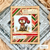 Christmas card using Yuletide Memories striped paper with a bundled-up owl and 'Guess who's getting coal for Christmas?'
