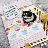 Card with the fat cat on cupcake paper and "i wish everything was as easy as getting fat"