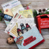 A trio of grumpy fluffy birds in knit beanies hand-stamped on a card and lettered "Meetings held whenever we're all peeved."