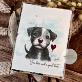 Handmade dog card layered with Timeworn Paws Anthology papers.
