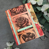 Rose and botanical prints from the paper pack layered into a vintage collage card.
