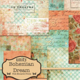 Bohemian Dream 6x6 paper pack cover — vintage boho florals, roses and aged collage prints.