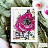 Soft green card of the pink poppy with "magic is something you make."