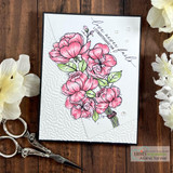 He Provides card, the flower bouquet colored in a soft colorway with 'love never fails' and 'with His love He will calm all your fears' sentiments.