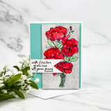 He Provides card, the flower bouquet colored in a soft colorway with 'love never fails' and 'with His love He will calm all your fears' sentiments.