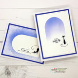 Handmade card or tag featuring a scalloped arch die-cut shape.