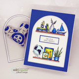 Handmade card or tag featuring a scalloped arch die-cut shape.