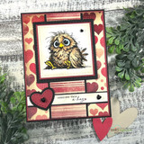 Card using the paper pack: a fluffy owl with 'consider this a hug.'