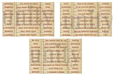 The Love All Around product — two cardstock panels of pre-printed cut-apart sentiment strips in small boxes, filled with love and romance words and phrases such as 'Sweetheart', 'Beloved' and 'You are magical' on aged kraft-toned paper.