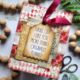 Card using the paper pack: a tag with 'Turns out I like you more than I originally planned.'