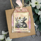 Handmade tag card using the Blossom Avenue papers as a soft vintage floral background.