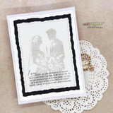 Card with the couple silhouette and the 'Love is patient' scripture on textured white.