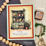 Sage card of the colored book hutch on newsprint, 'you bring joy to my soul' sentiment