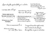 Red rubber sympathy sentiment kit with lines including 'What is remembered, lives', 'I am here for you' and 'When no words will do... this card is my hug to you'