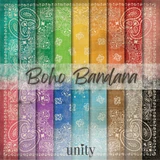Boho Bandana 6x6 paper pack cover showing rainbow bandana paisley prints