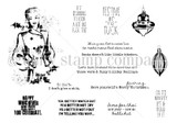 Red rubber stamp sheet from the EDGY line with a bat winged pinup and ornaments, carrying the very blunt holiday sentiment 'Have yourself a Merry Christmas.' Adult language, 18 and over.