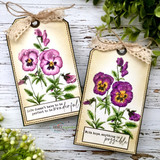 Twin tags of pink pansies. With hope anything is possible.