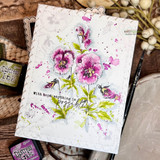 Pink splatter card with a pansy pair. With hope anything is possible.