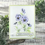 Soft lilac pansies on green-edged card. Life doesn't have to be perfect to be wonderful.