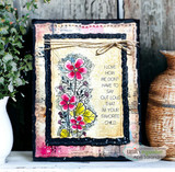 Bold mixed-media card with the distressed florals, 'I love how we don't have to say out loud that I'm your favorite child.'