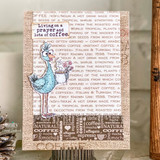 Handmade coffee-themed card layered with Perk Me Up papers.
